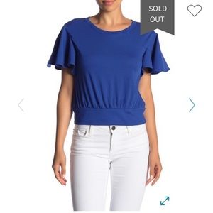 New Abound Royal Blue Flutter Sleeve Blouse